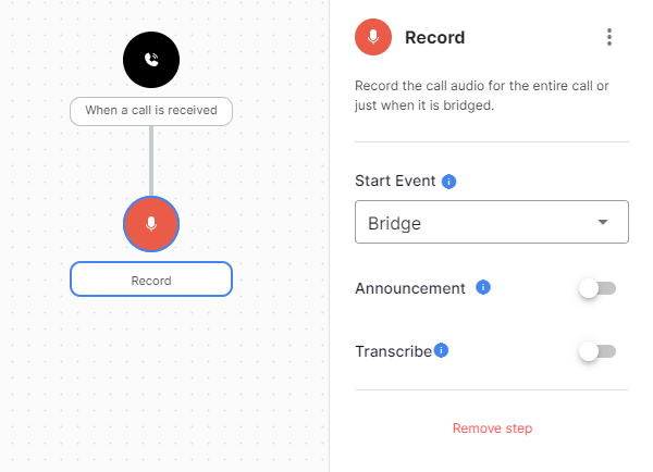 The Record step form