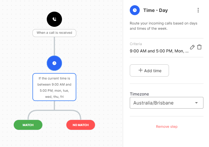 The Time & Day step form